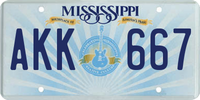 MS license plate AKK667
