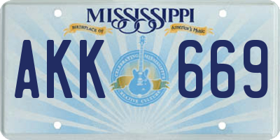 MS license plate AKK669