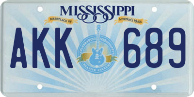 MS license plate AKK689
