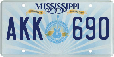MS license plate AKK690