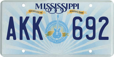 MS license plate AKK692