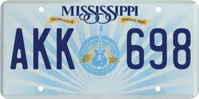 MS license plate AKK698
