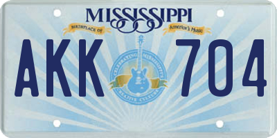 MS license plate AKK704