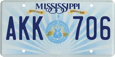 MS license plate AKK706
