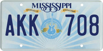 MS license plate AKK708