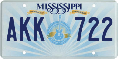 MS license plate AKK722