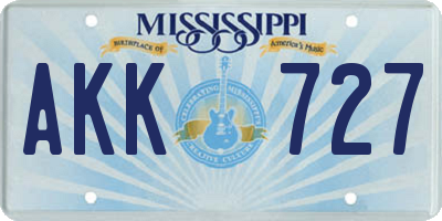 MS license plate AKK727