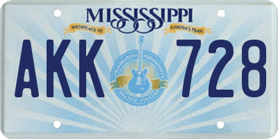 MS license plate AKK728