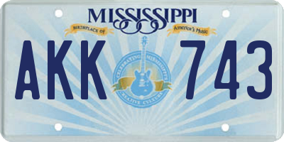 MS license plate AKK743