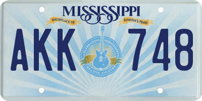 MS license plate AKK748