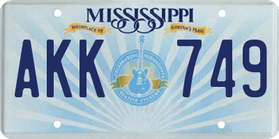 MS license plate AKK749