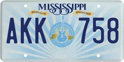 MS license plate AKK758