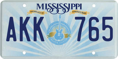 MS license plate AKK765