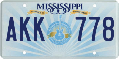 MS license plate AKK778