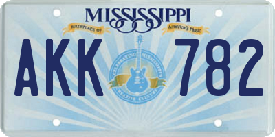 MS license plate AKK782