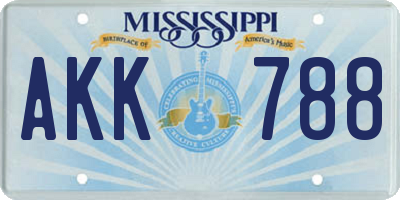 MS license plate AKK788