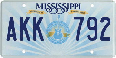 MS license plate AKK792
