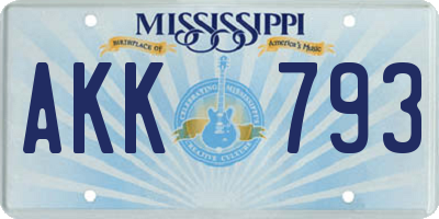 MS license plate AKK793