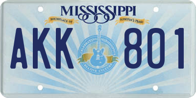 MS license plate AKK801