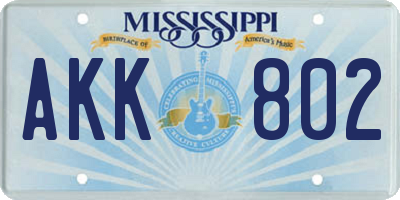 MS license plate AKK802