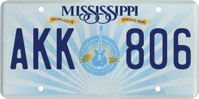 MS license plate AKK806