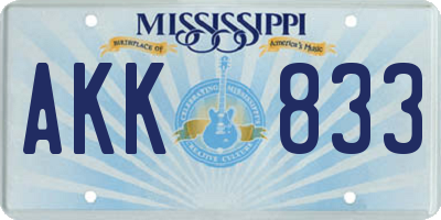 MS license plate AKK833