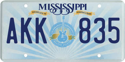 MS license plate AKK835
