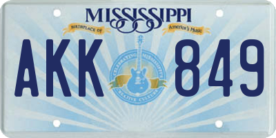 MS license plate AKK849
