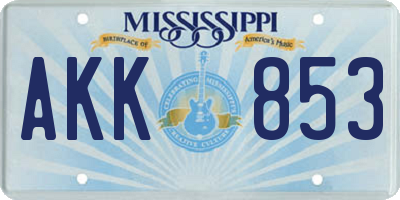 MS license plate AKK853