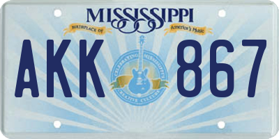 MS license plate AKK867