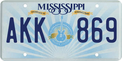 MS license plate AKK869