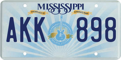 MS license plate AKK898