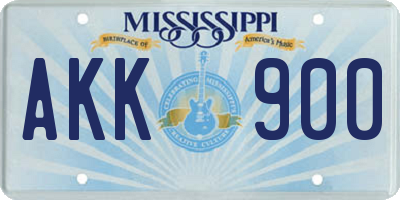 MS license plate AKK900