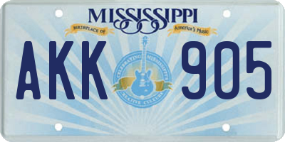 MS license plate AKK905