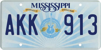 MS license plate AKK913