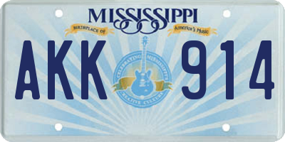 MS license plate AKK914