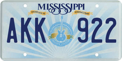 MS license plate AKK922