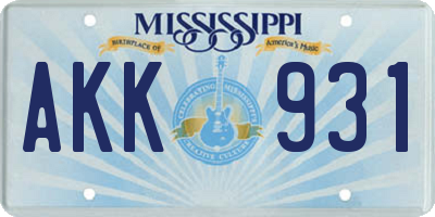 MS license plate AKK931