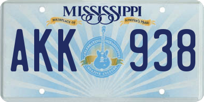 MS license plate AKK938