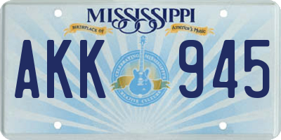 MS license plate AKK945