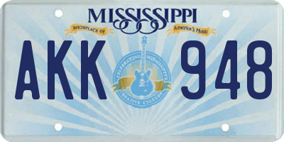 MS license plate AKK948