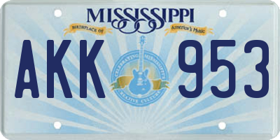 MS license plate AKK953