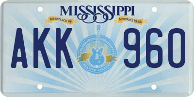 MS license plate AKK960