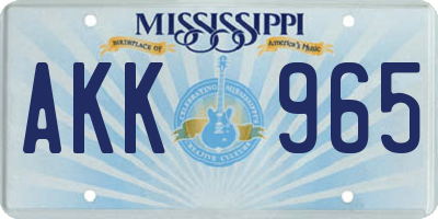 MS license plate AKK965