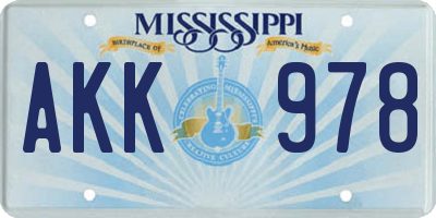 MS license plate AKK978