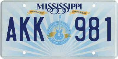 MS license plate AKK981