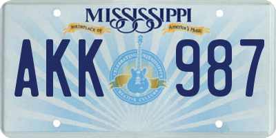 MS license plate AKK987