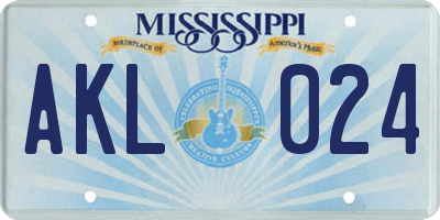 MS license plate AKL024
