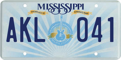 MS license plate AKL041
