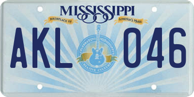 MS license plate AKL046